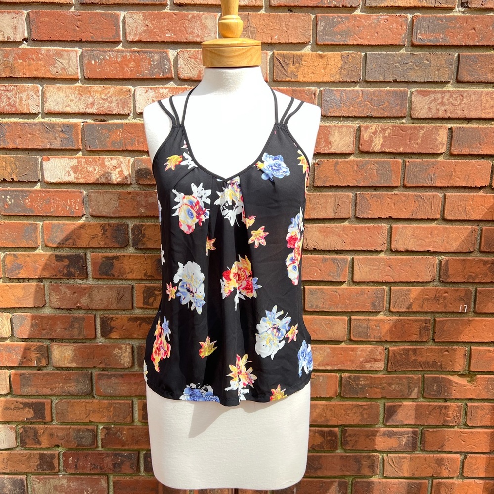 Black flowers print blouse